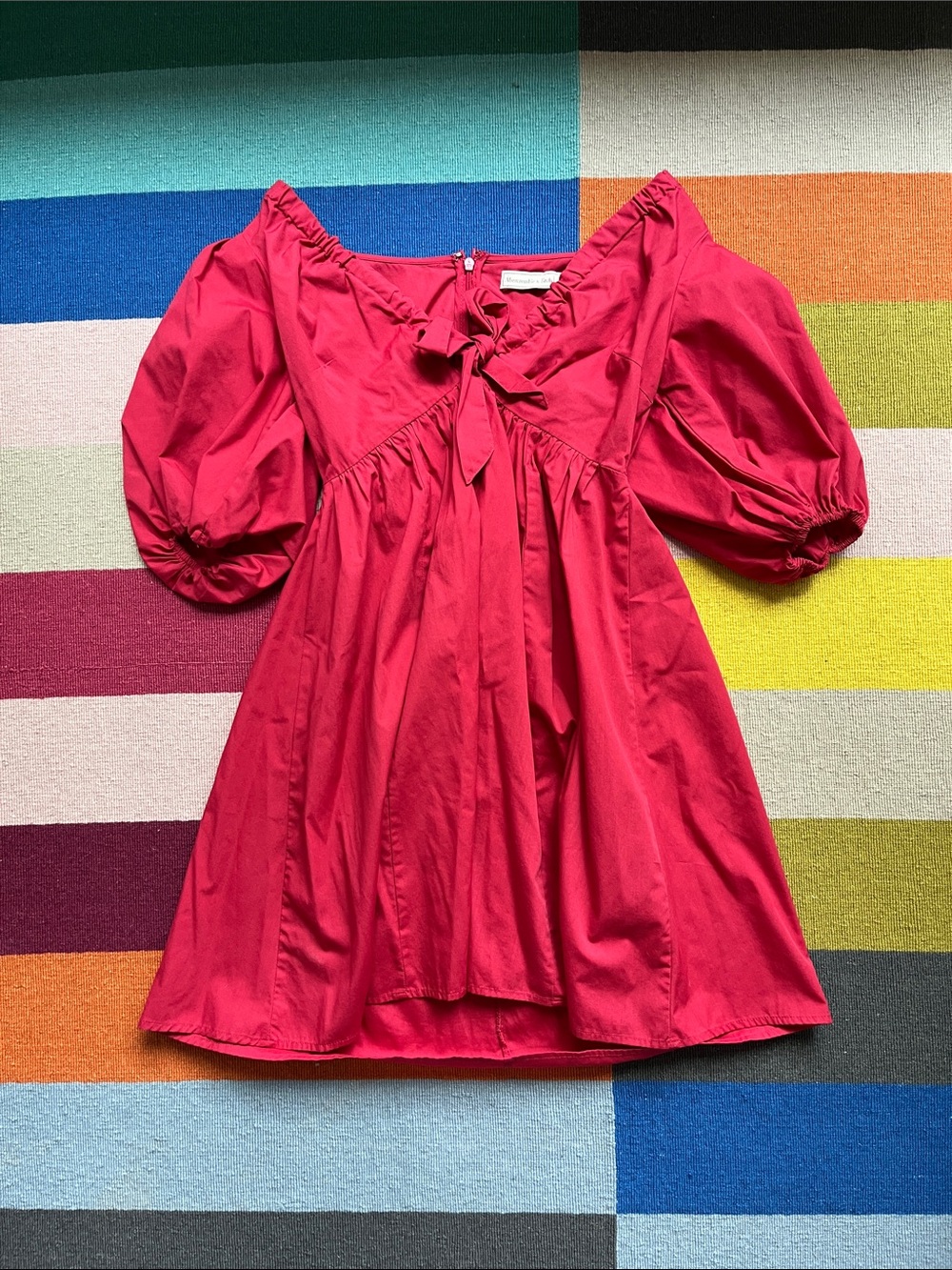 Abercrombie & Fitch Fuchsia Puff-Sleeve Tie-Front Top
